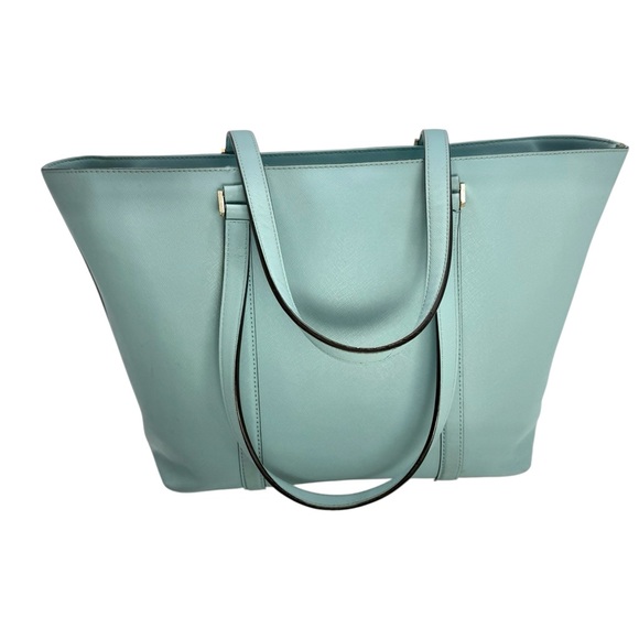 Kate Spade Newbury Lane Dally Tote Blue Hydrangea Saffiano Cow Leather Work Bag - Picture 3 of 16